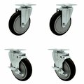 Service Caster Cooking Performance 369CASTER4 5'' Replacement Caster Set with Brakes, 4PK COO-SCC-20S514-PPUB-BLK-TPU1-2-TLB-2